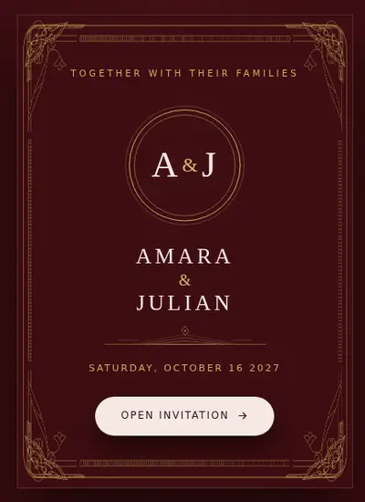 Baroque II · Dark Red invitation design