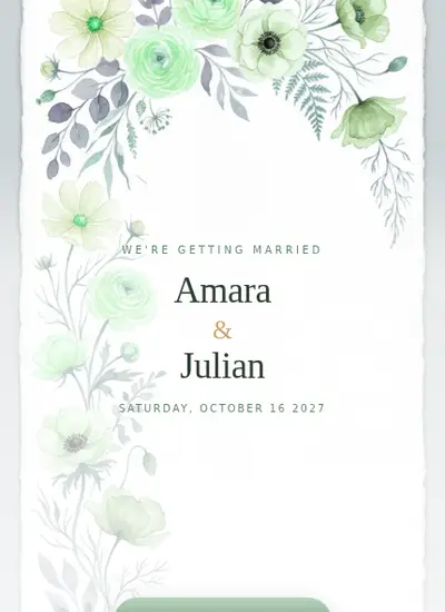Boho Floral · Green invitation design