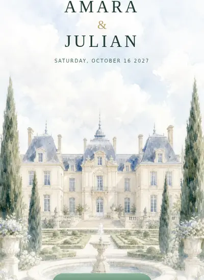 Château · Green invitation design