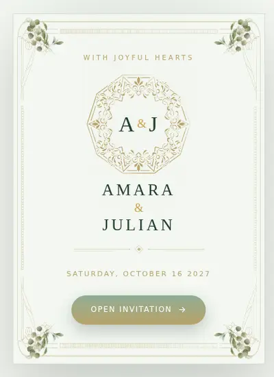 Crystal Floral · Green invitation design