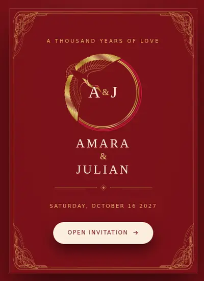 Double Crane · Red invitation design