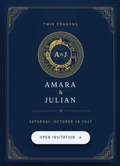 Double Dragon · Blue invitation design