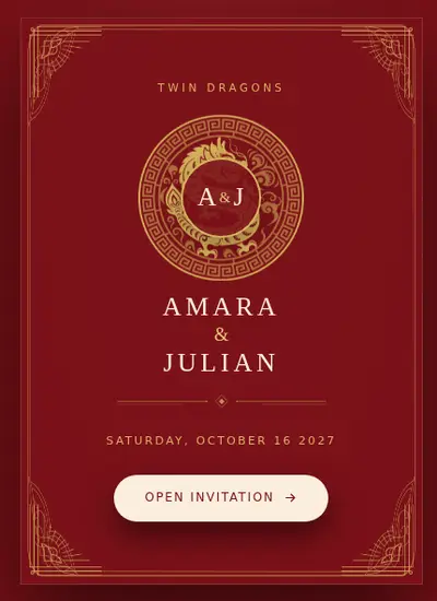 Double Dragon · Red invitation design
