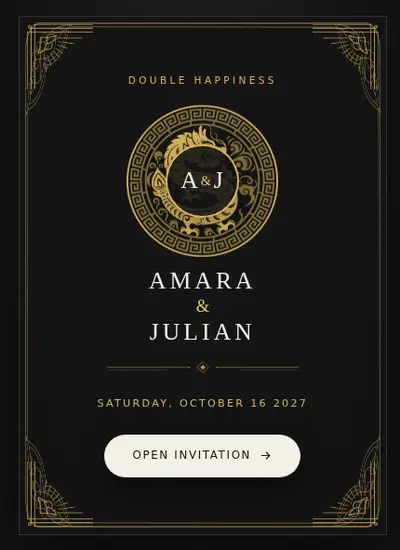 Dragon Phoenix · Black invitation design