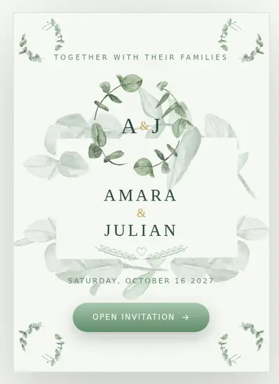 Elegant Leaf · Green invitation design