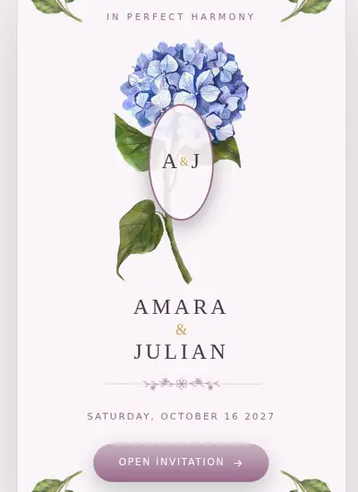 Love Harmony · Mauve invitation design