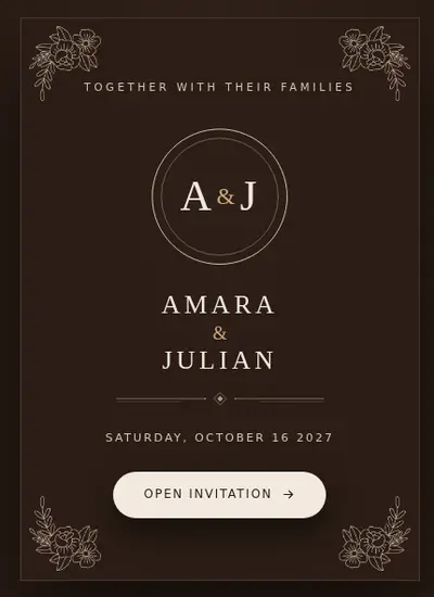 Minimalism · Dark Brown invitation design