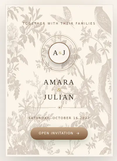 Porcelain · Brown invitation design