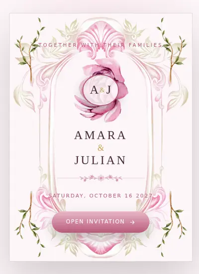 Porcelain II · Pink invitation design