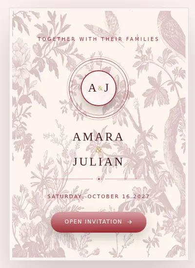 Porcelain · Red invitation design