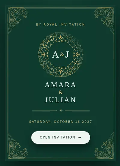 Royal · Green invitation design