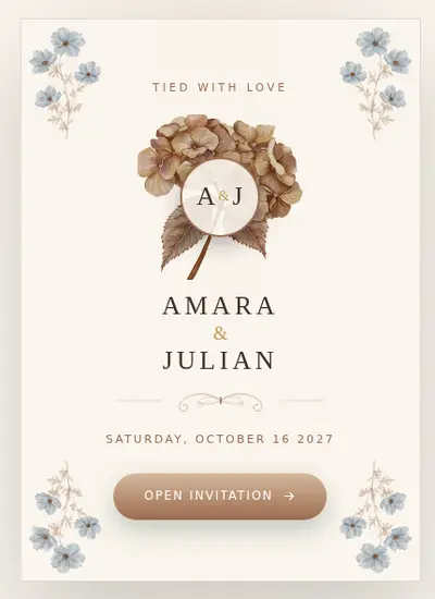 Silk Flora · Brown invitation design