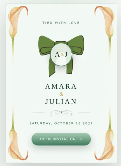 Silk Ribbon · Green invitation design